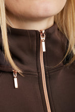 Load image into Gallery viewer, OUTLET MoFlora Rosegold Crystal Logo Jacket - Brown