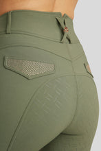 Load image into Gallery viewer, Briella Highwaisted Rosegold Crystal Breeches - Pine Green, Fullgrip
