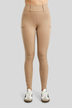 Load image into Gallery viewer, MoElaine Lasercut Logo Riding leggings - Latte, Fullgrip
