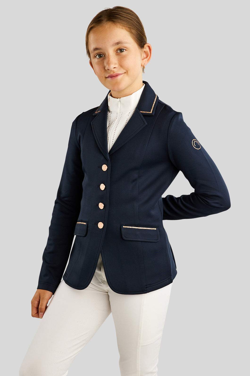 MoHelen Junior Rosegold Sparkle Competition Jacket - Navy