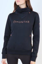 Load image into Gallery viewer, Naja Rosegold Crystal Side Zip Sweatshirt - Navy
