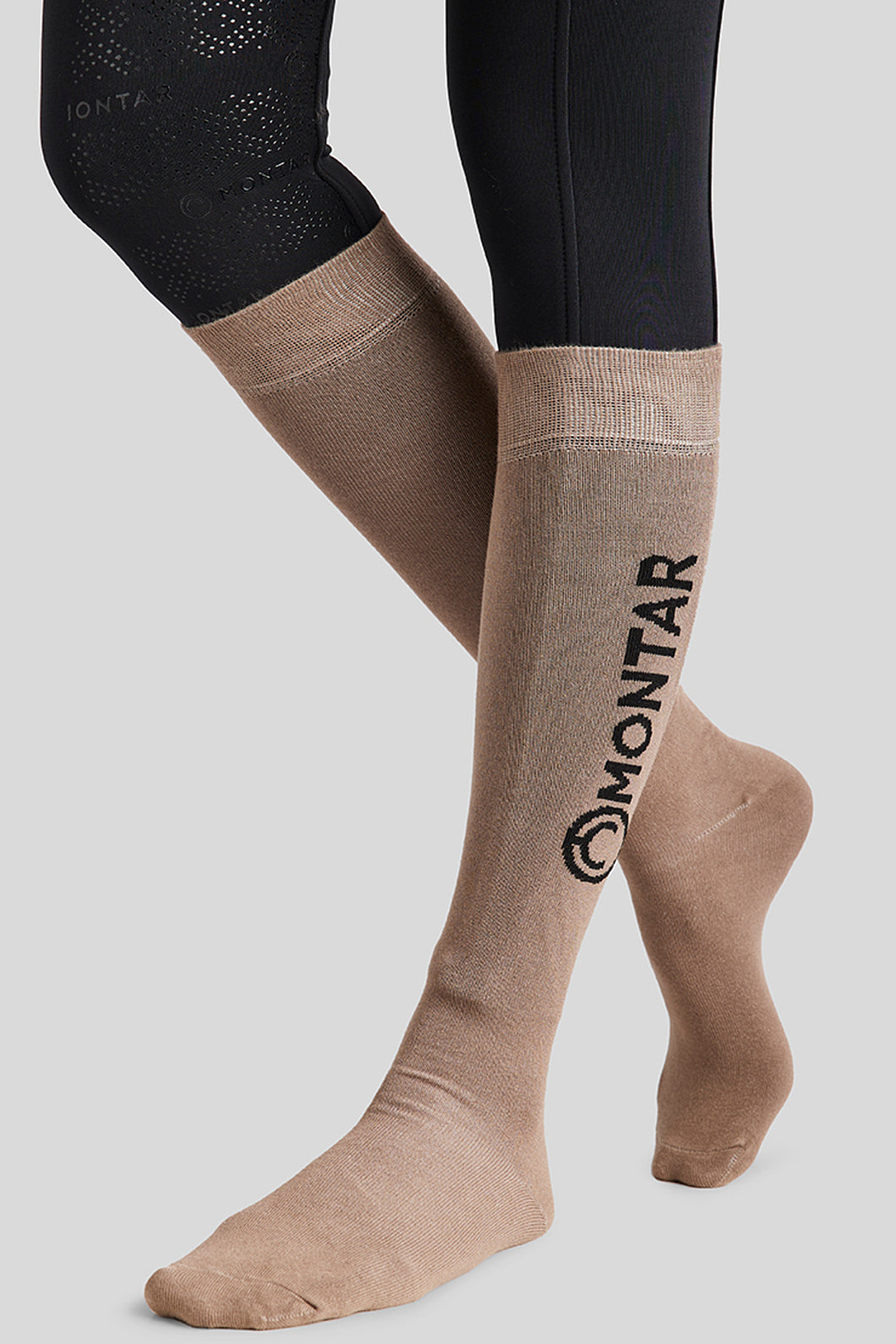 Bamboo Knee High Logo Socks - Latte