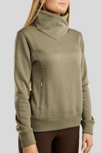 Load image into Gallery viewer, Naja Rosegold Crystal Side Zip Sweatshirt - Dusty Green
