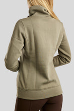 Load image into Gallery viewer, Naja Rosegold Crystal Side Zip Sweatshirt - Dusty Green
