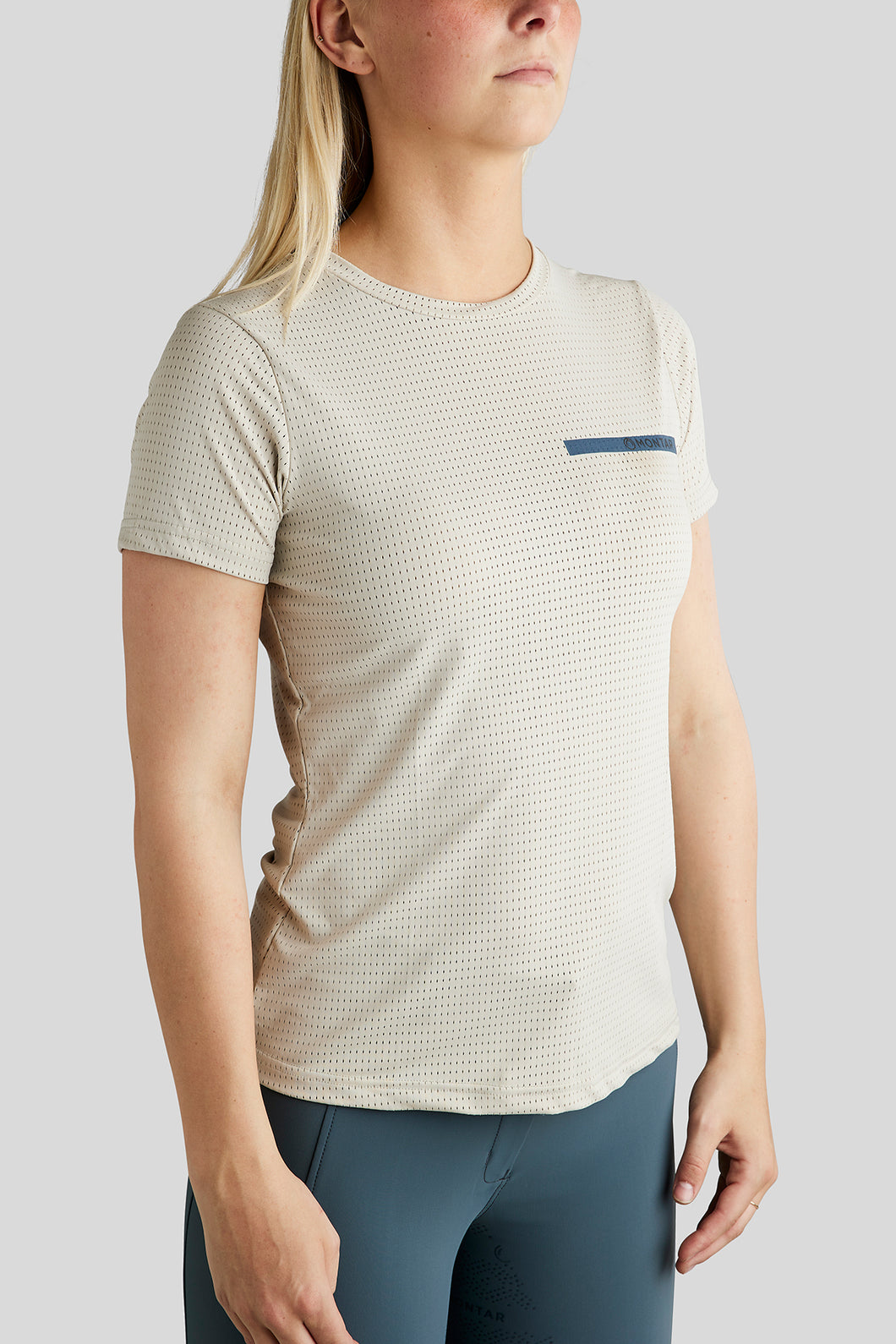 MoStelle Logo Mesh Tee - Beige