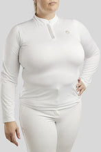 Load image into Gallery viewer, Briella Rosegold Crystal Placket Baselayer - White
