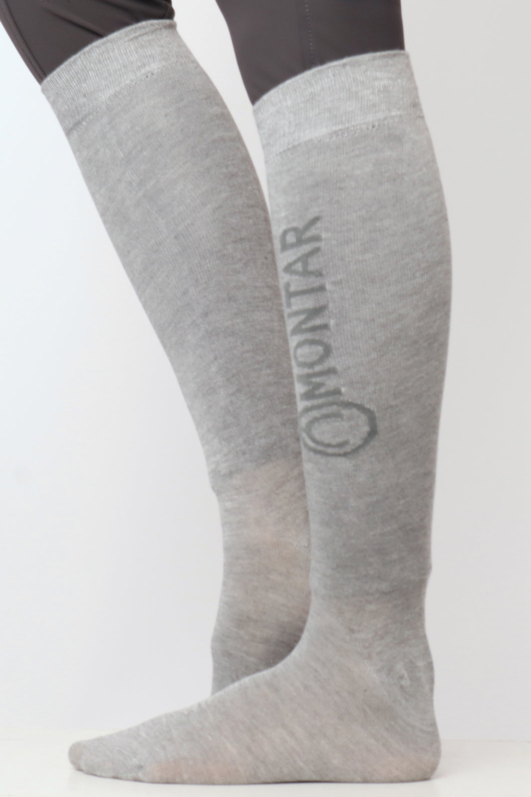 Bamboo Knee High Logo Socks - Grey