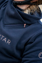 Load image into Gallery viewer, Naja Rosegold Crystal Side Zip Sweatshirt - Navy
