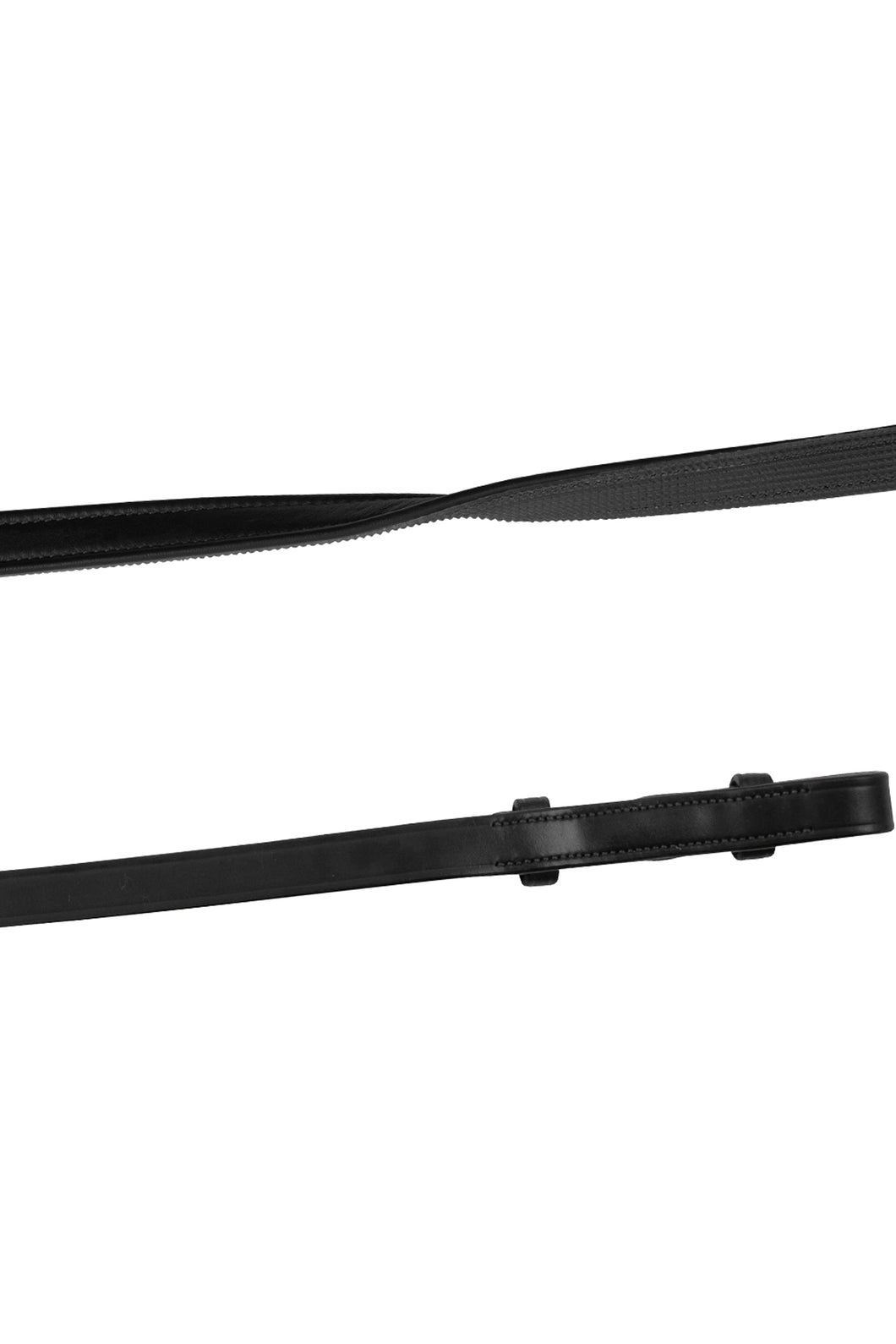 Smooth Leather/Rubber Reins - Black with French Hooks