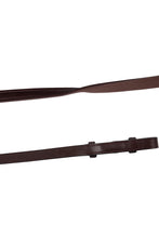 Load image into Gallery viewer, Smooth Leather/Rubber Reins - Brown with French Hooks
