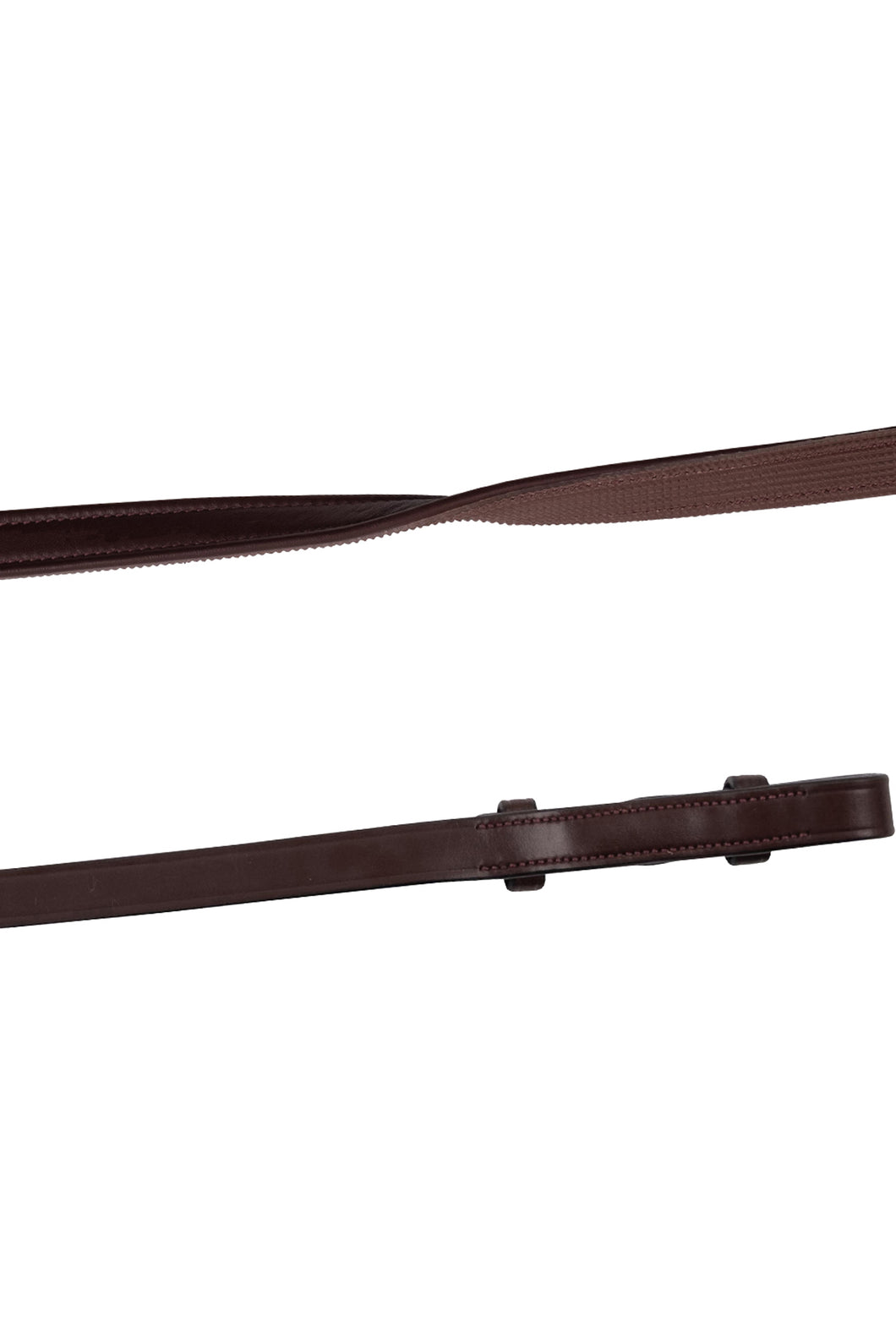 Smooth Leather/Rubber Reins - Brown with French Hooks