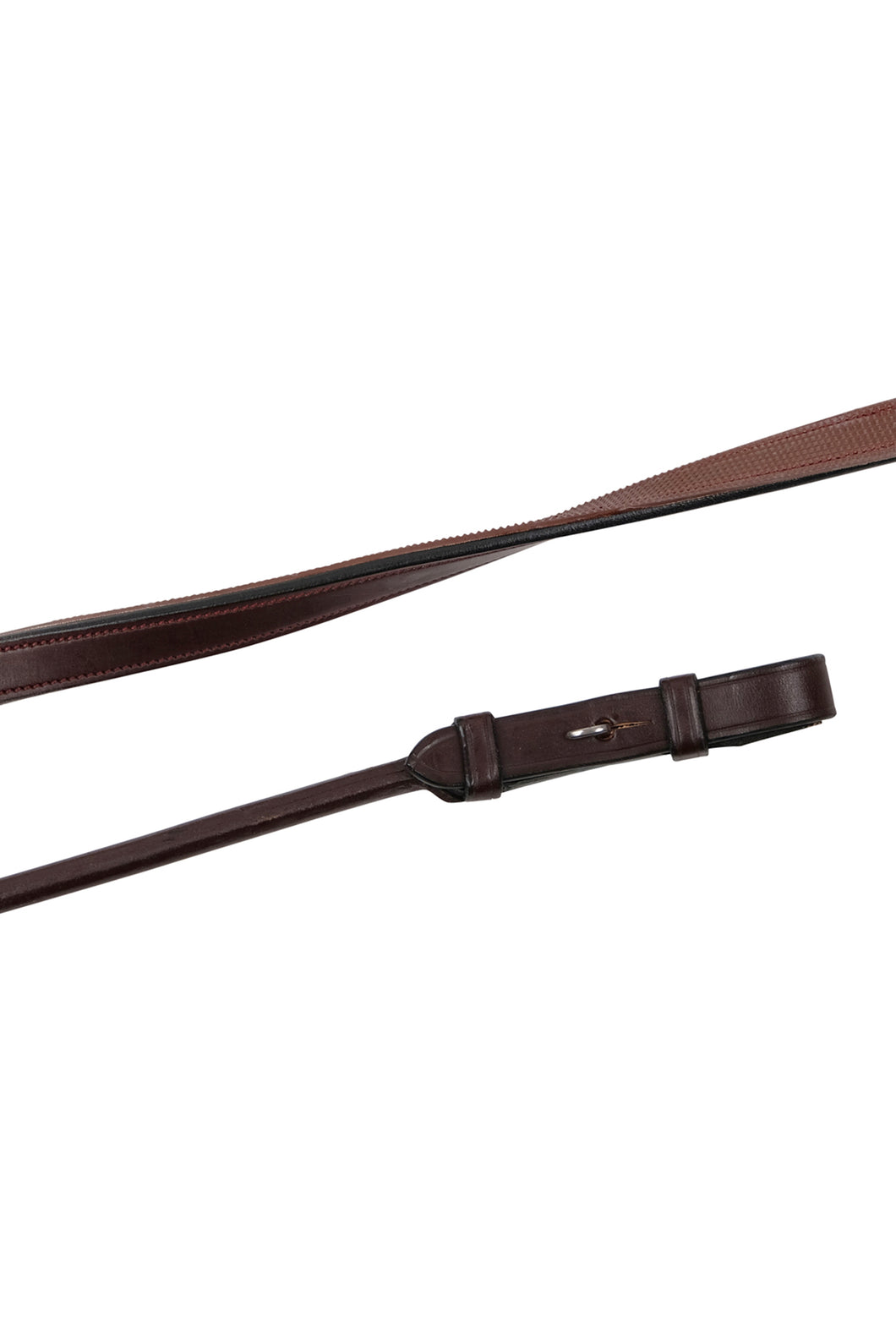 Round Smooth Leather/Rubber Reins - Brown
