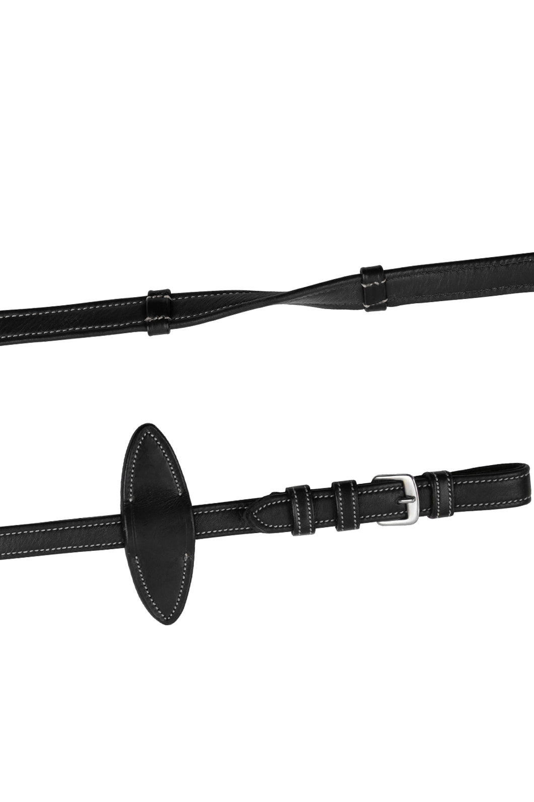 Grip Soft Leather Reins - Black/Cream with Buckles