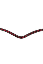 Load image into Gallery viewer, Dlux Burgundy Crystal Browband - Black Leather
