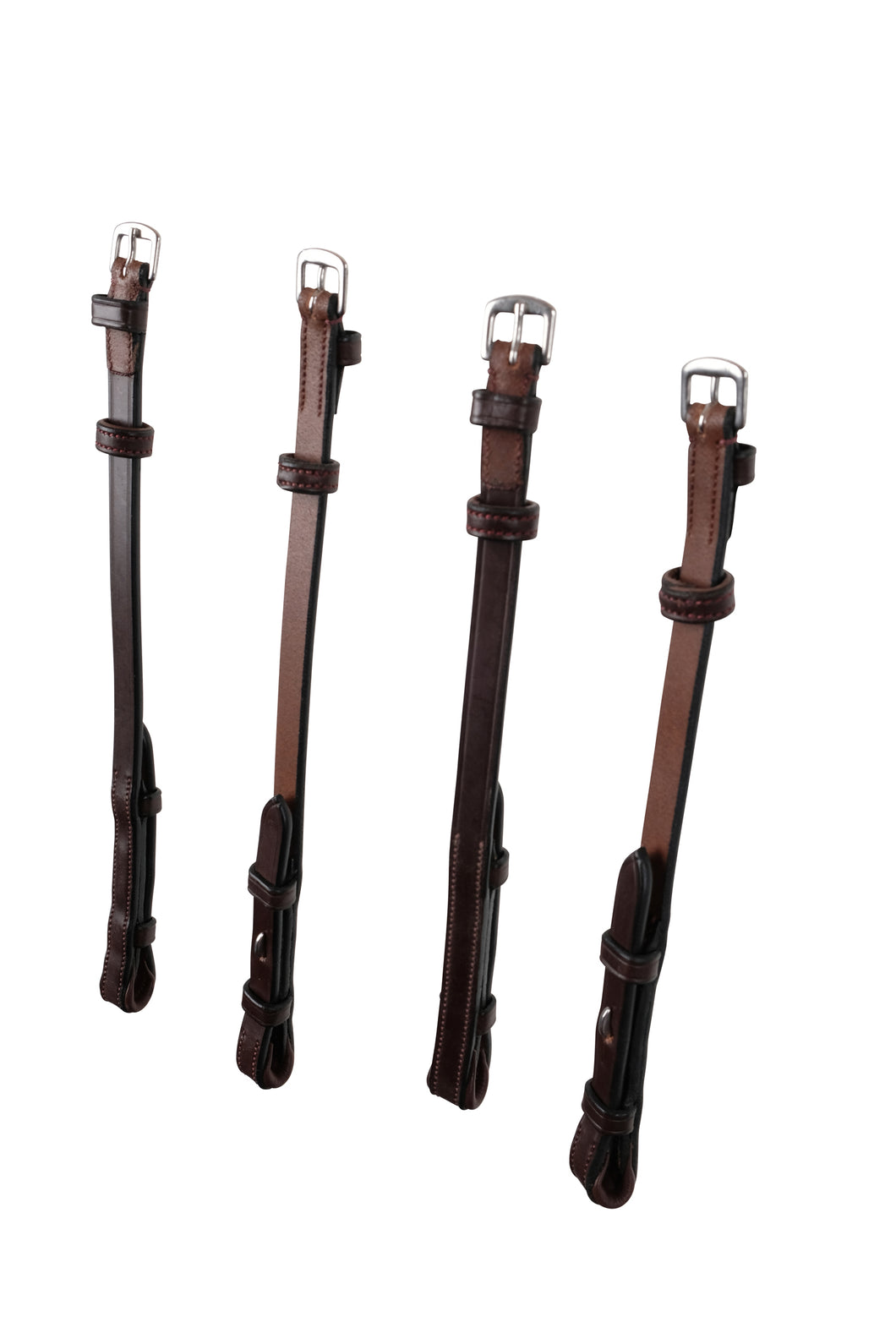 Flat Double Bridle French Hook Cheekpieces - Brown