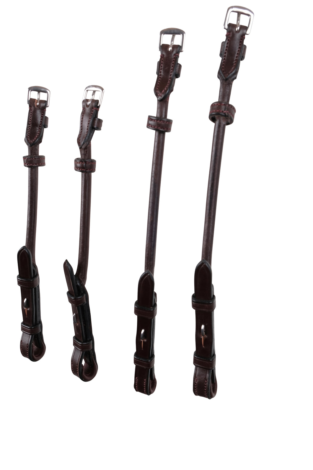 Round Double Bridle French Hook Cheekpieces - Brown