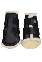 Load image into Gallery viewer, Sheepskin Brushing Boots Set of 4 - Black
