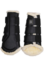 Load image into Gallery viewer, Sheepskin Brushing Boots Set of 4 - Black
