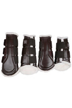 Load image into Gallery viewer, Sheepskin Brushing Boots Set of 4 - Smooth Brown
