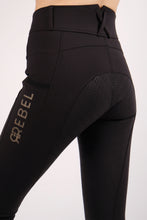 Load image into Gallery viewer, REBEL Gold Glitter Highwaisted Breeches - Black, Fullgrip
