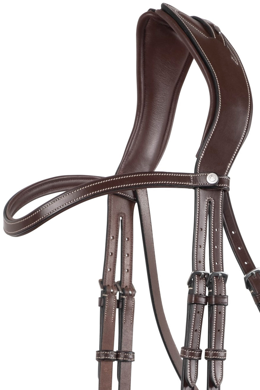 Classic Curved Contrast Leather Browband - Brown