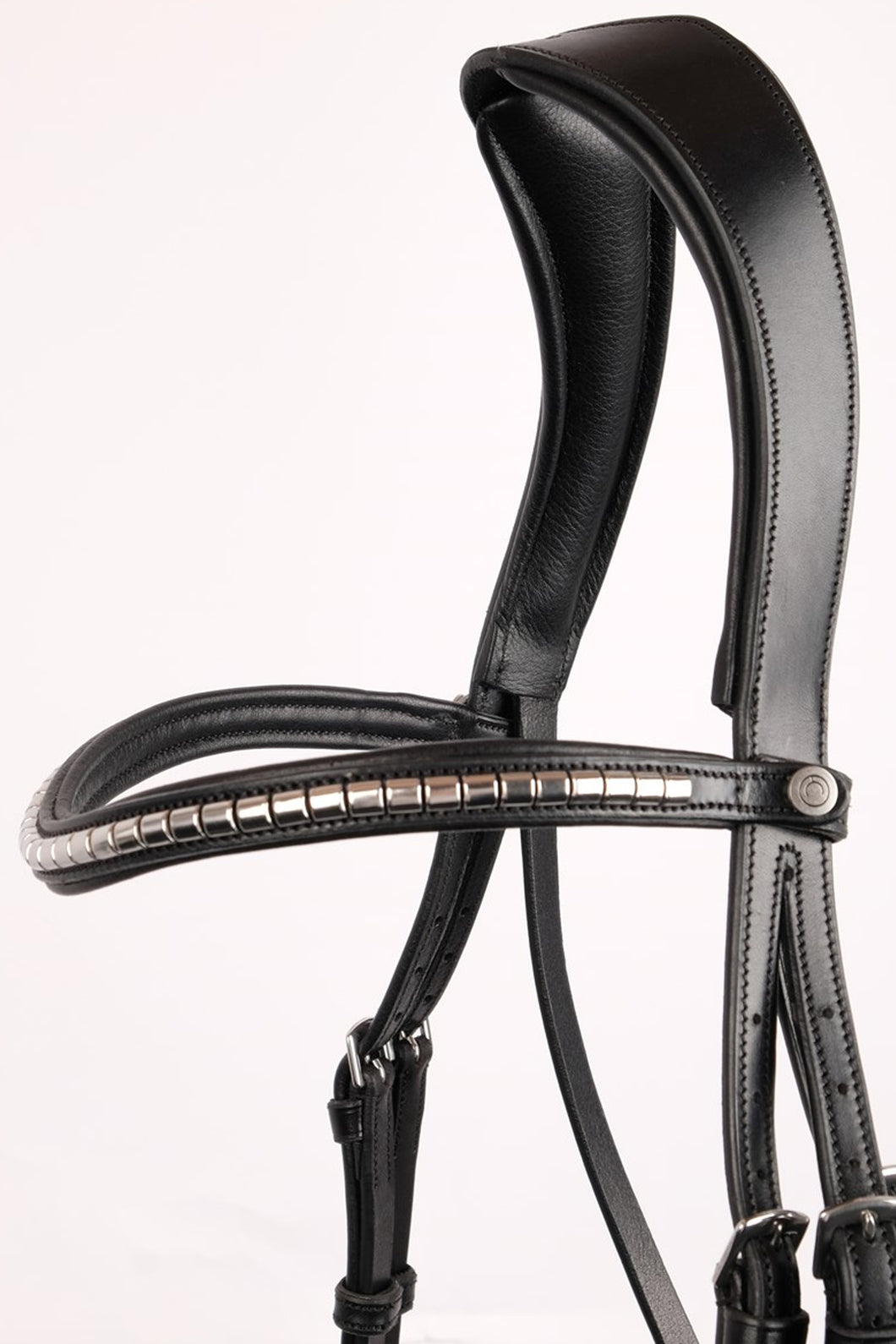 Silver Clincher Browband - Black Leather