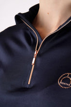 Load image into Gallery viewer, Everly Rosegold Crystal Logo Baselayer - Navy
