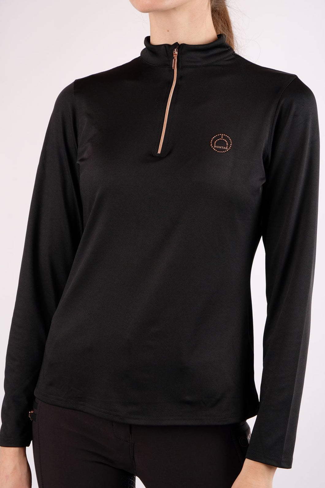 Everly Rosegold Crystal Logo Baselayer - Black