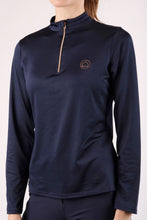 Load image into Gallery viewer, Everly Rosegold Crystal Logo Baselayer - Navy
