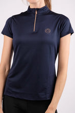 Load image into Gallery viewer, Junior Everly Technical Crystal Polo - Rosegold/Navy
