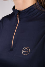 Load image into Gallery viewer, Junior Everly Technical Crystal Polo - Rosegold/Navy

