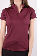 Load image into Gallery viewer, Everly Technical Tone in Tone Crystal Polo - Plum
