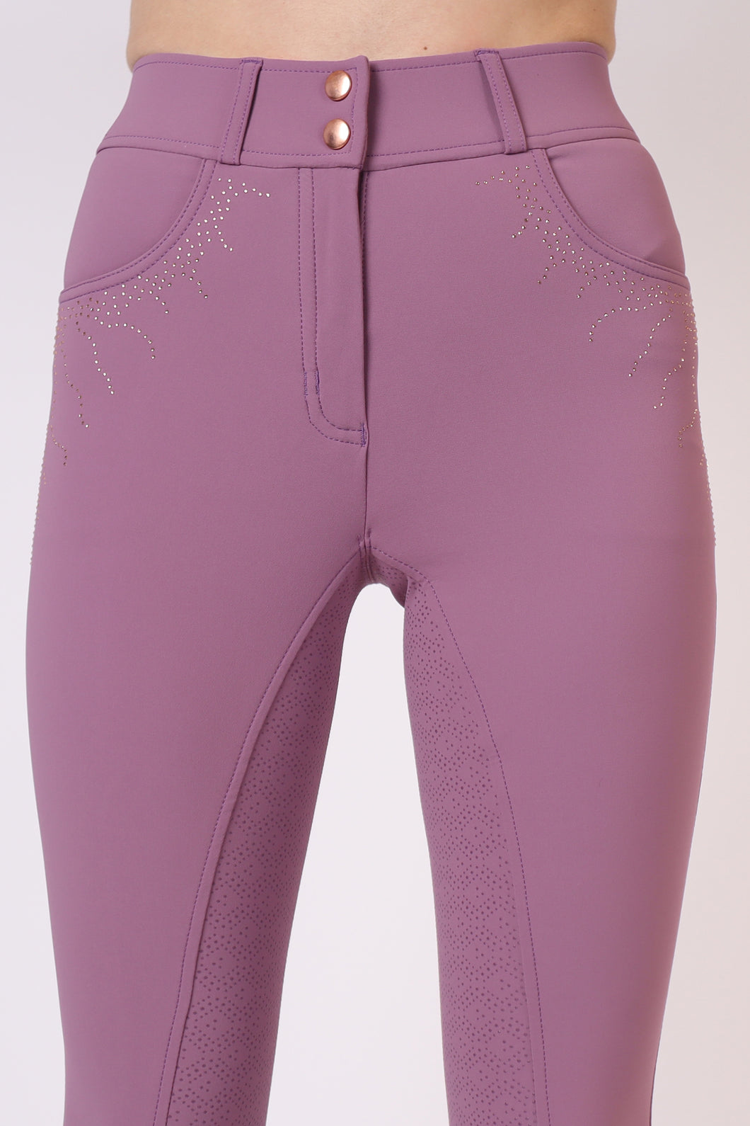 Femka Rosegold Crystal Highwaist Breeches - Grape, Fullgrip