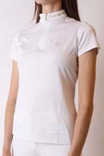Load image into Gallery viewer, Luna Gold Logo Tech Polo - White
