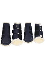 Load image into Gallery viewer, Sheepskin Brushing Boots Set of 4 - Navy
