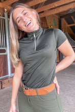 Load image into Gallery viewer, Melanie Vertical Logo Tech Top - Olive
